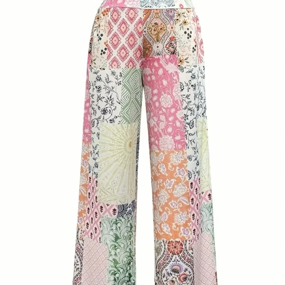 Bohemian Patchwork Wide-Leg Pants